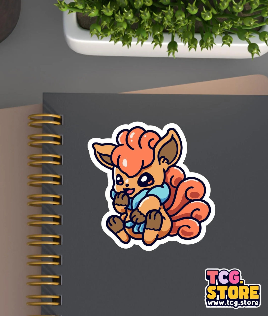a notebook with a sticker of a squirrel