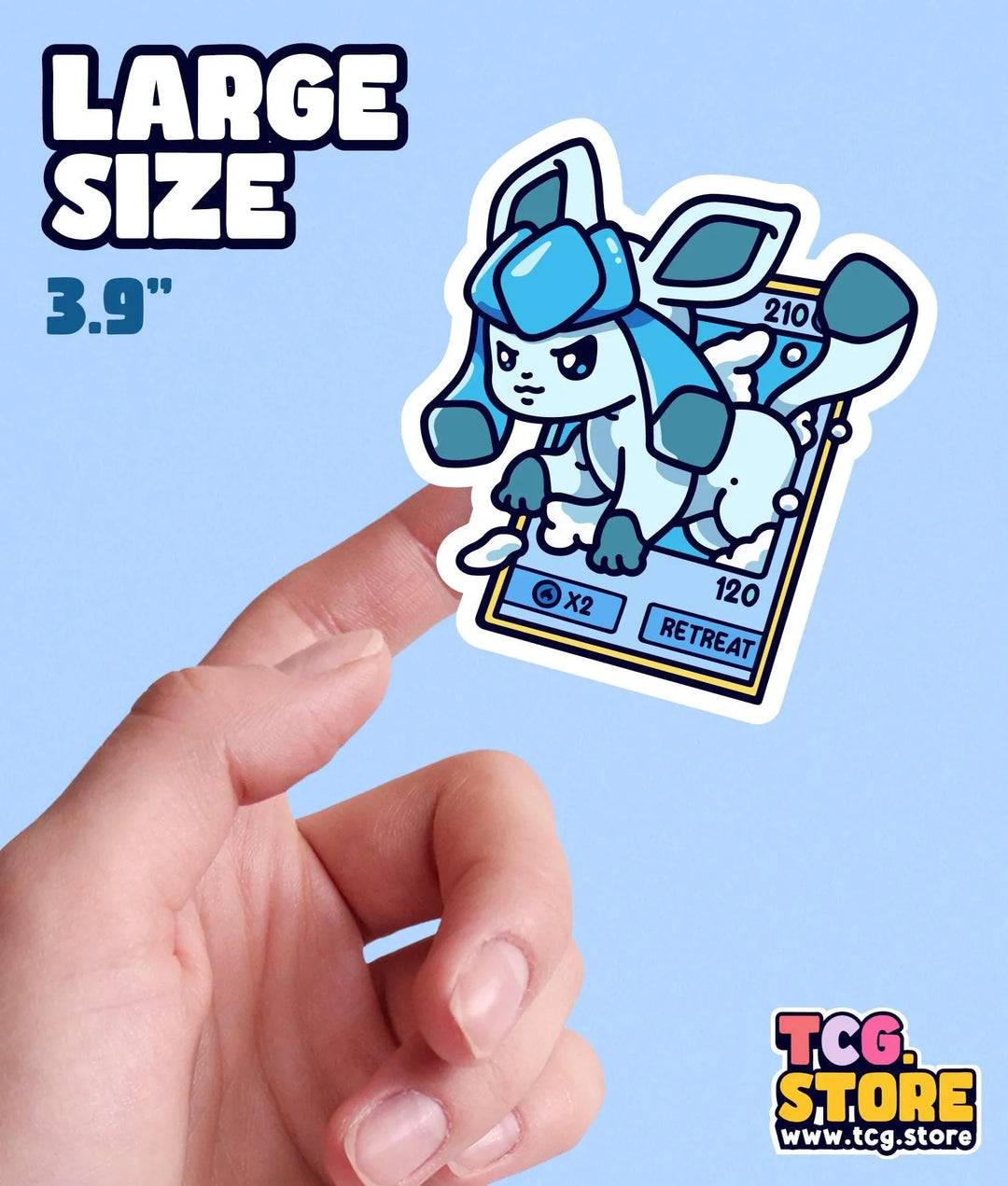a hand holding a sticker with a picture of a dog on it