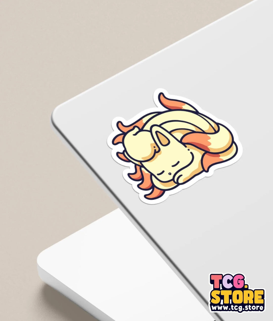 a sticker of a cat with orange hair