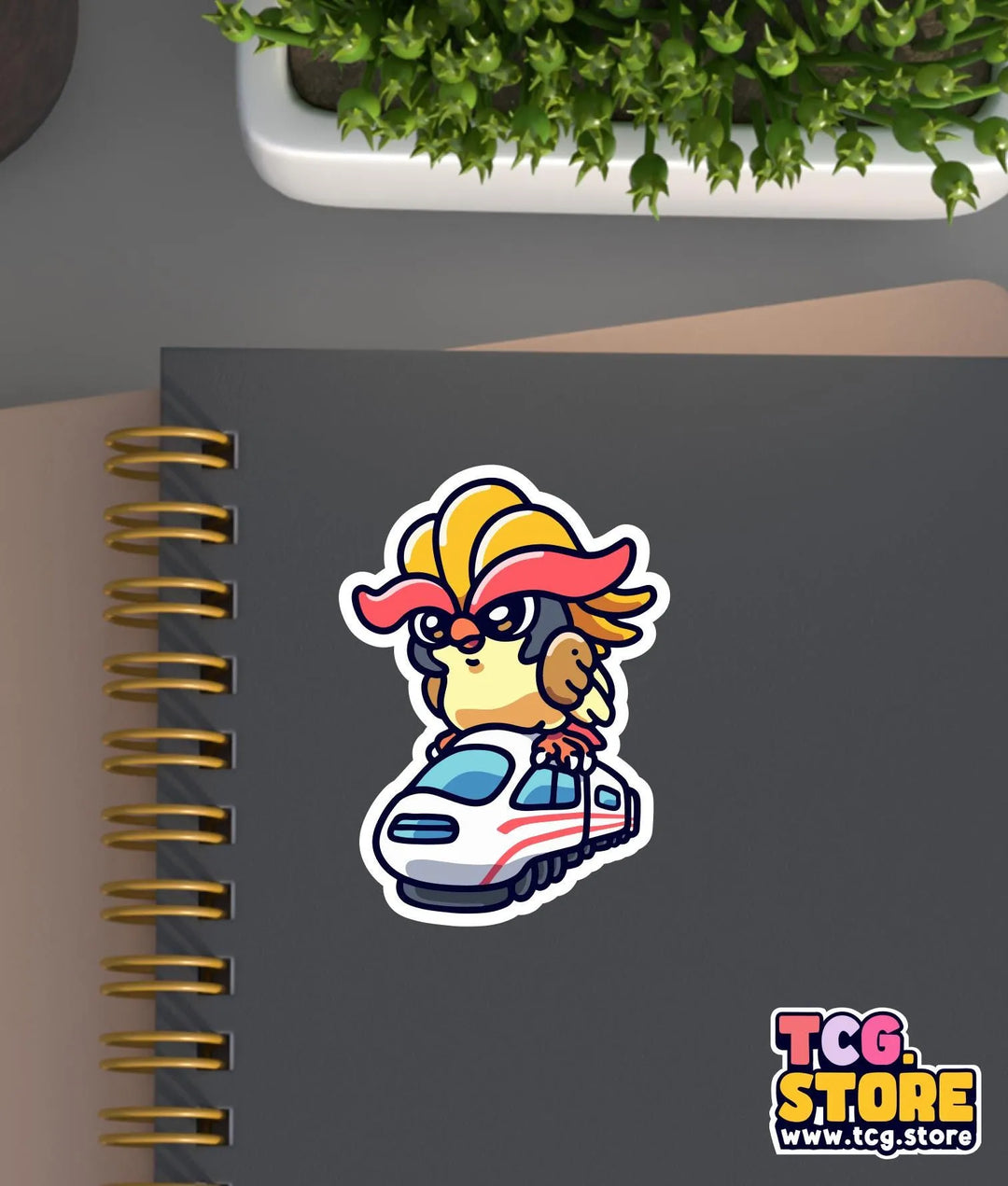 a notebook with a sticker of a cartoon character