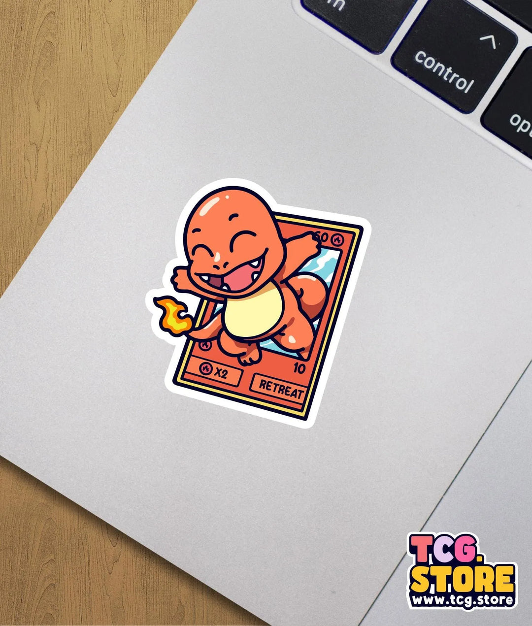 a sticker of a cartoon character on a laptop