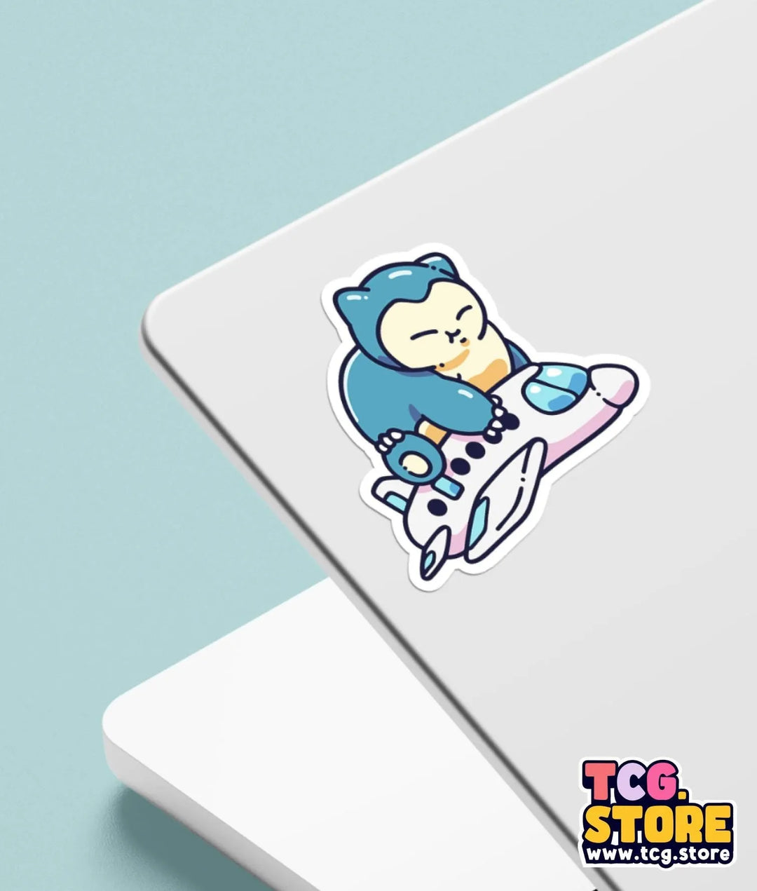 a sticker of a cat flying on a plane
