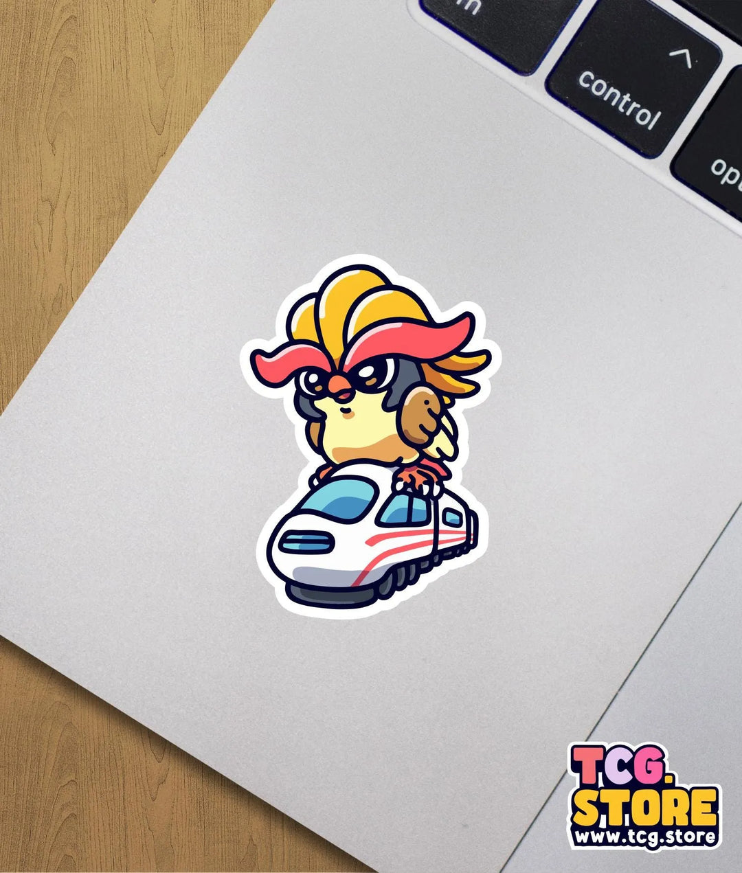 a sticker of a cartoon character on a laptop