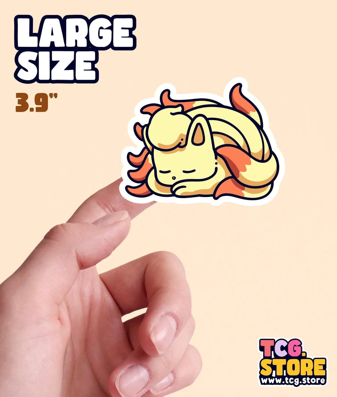a hand holding a sticker with a picture of a banana on it