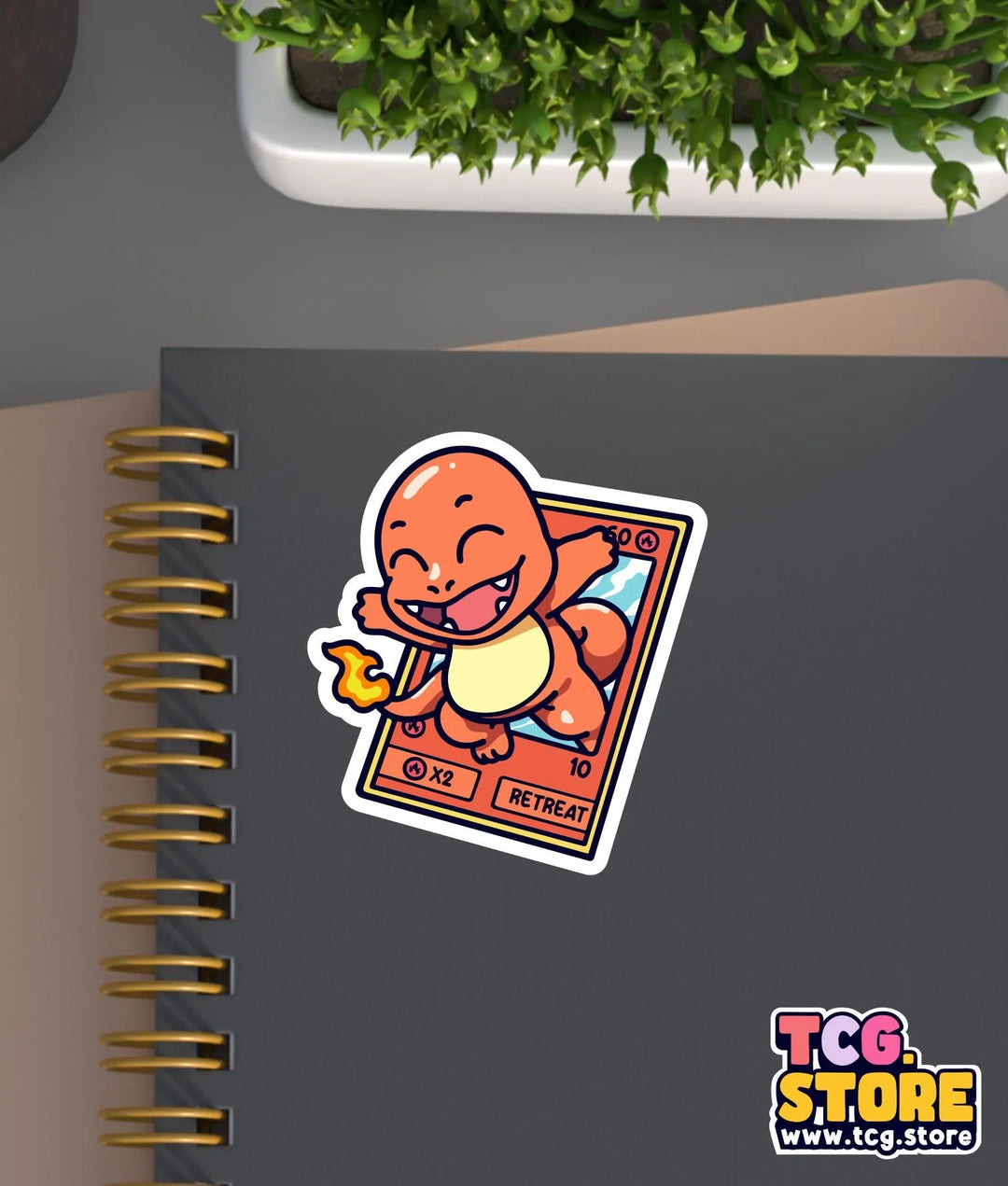 a notebook with a sticker of a cartoon character