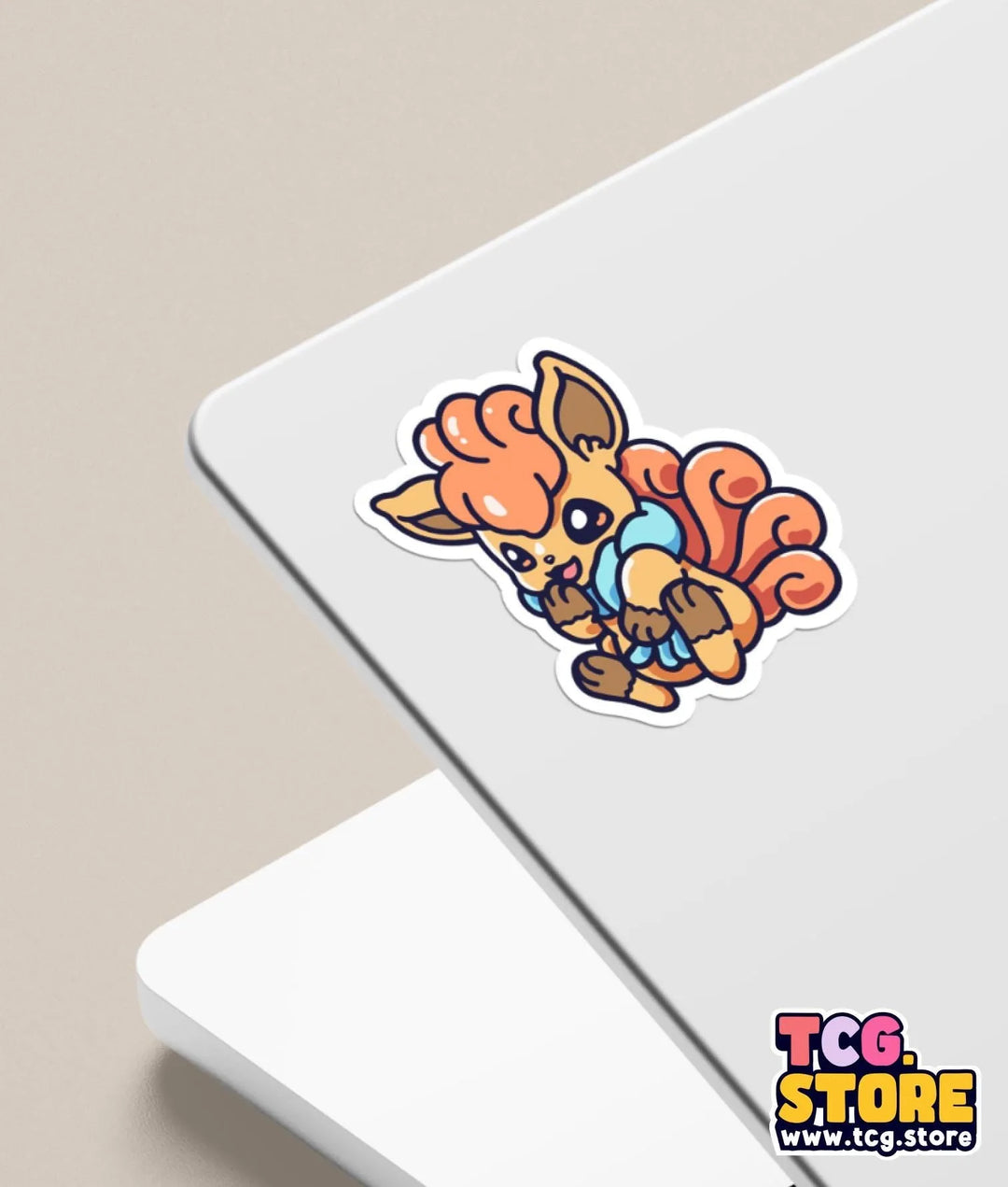 a sticker of an animal with a bow on it
