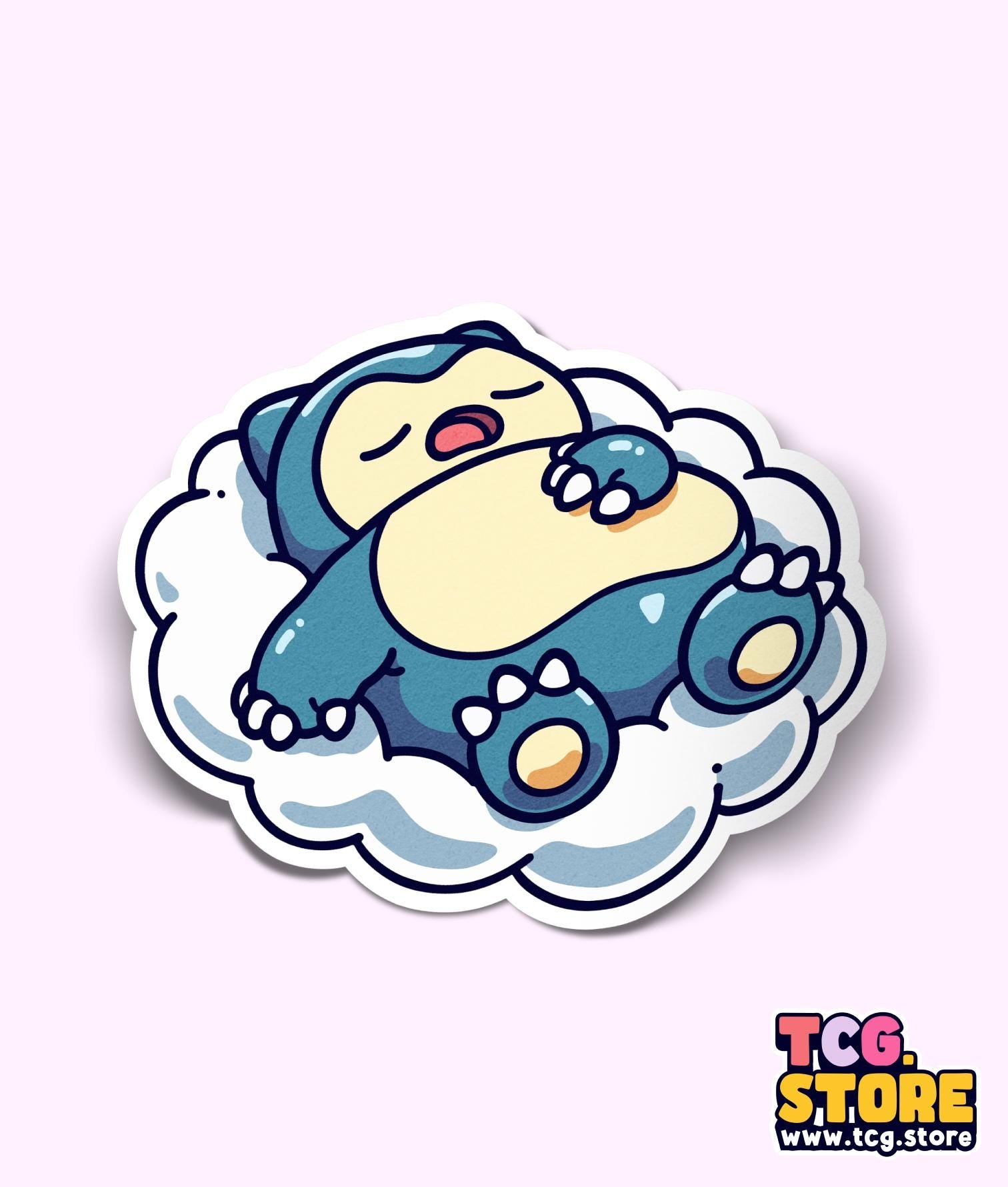 a sticker of a cartoon character sleeping on a cloud