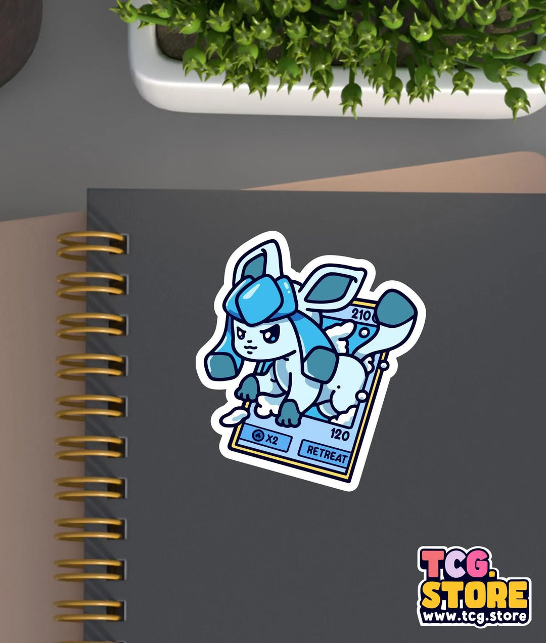a notebook with a sticker of a dog on it
