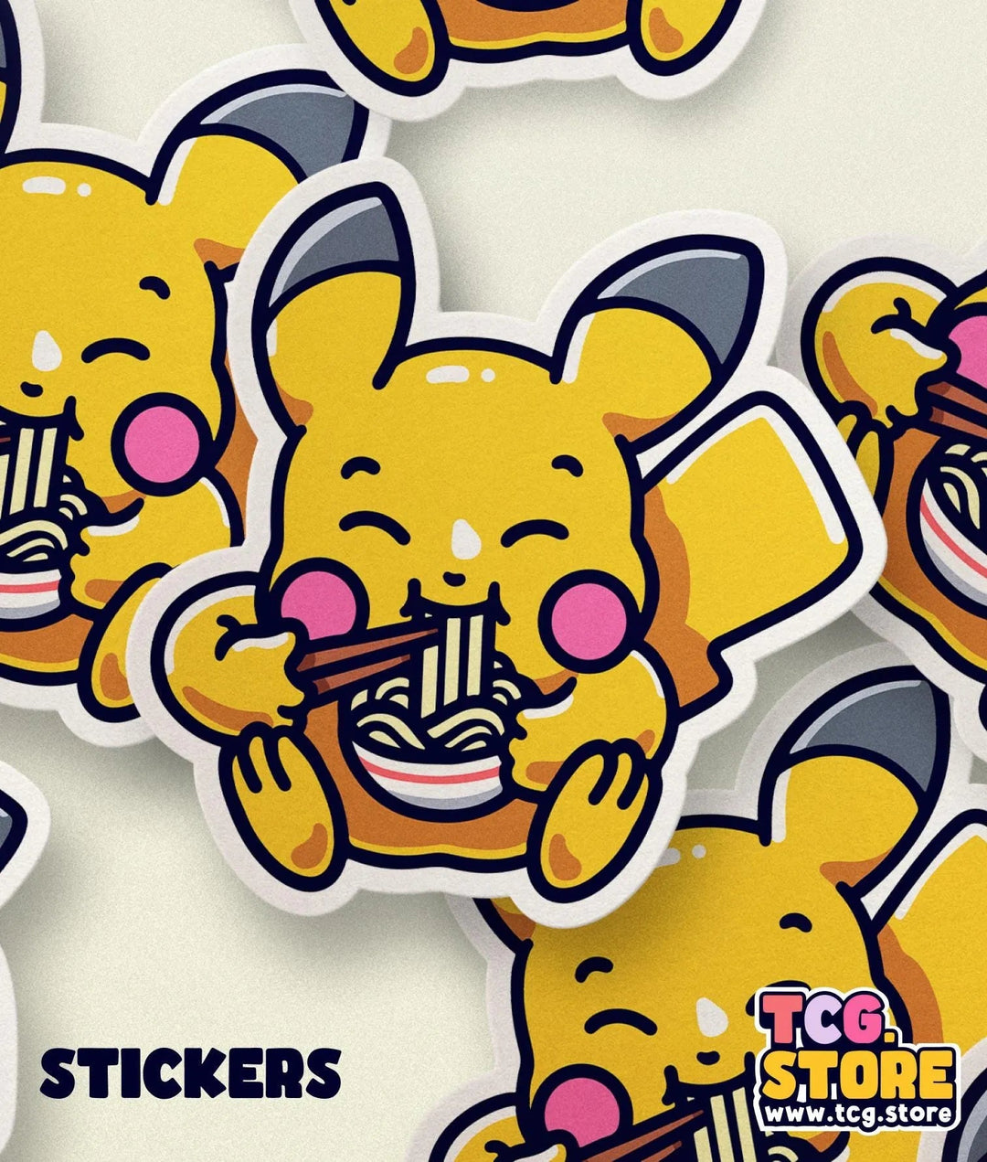 Pikachu Pokemon Sticker: Eating Ramen - TCG.Store - TCGDotStore