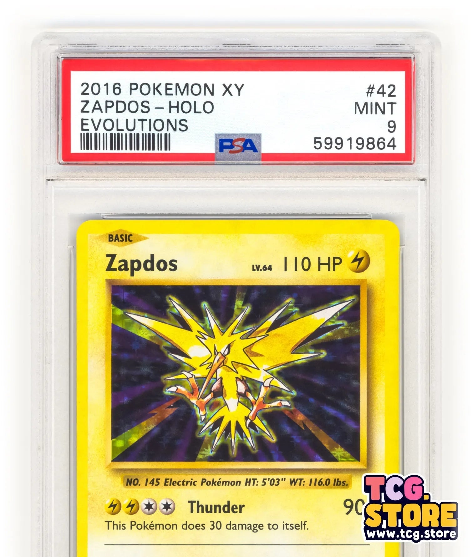 2016 XY Evolutions Pokemon Zapdos 42/108 - Holo - PSA 9 - TCG.Store
