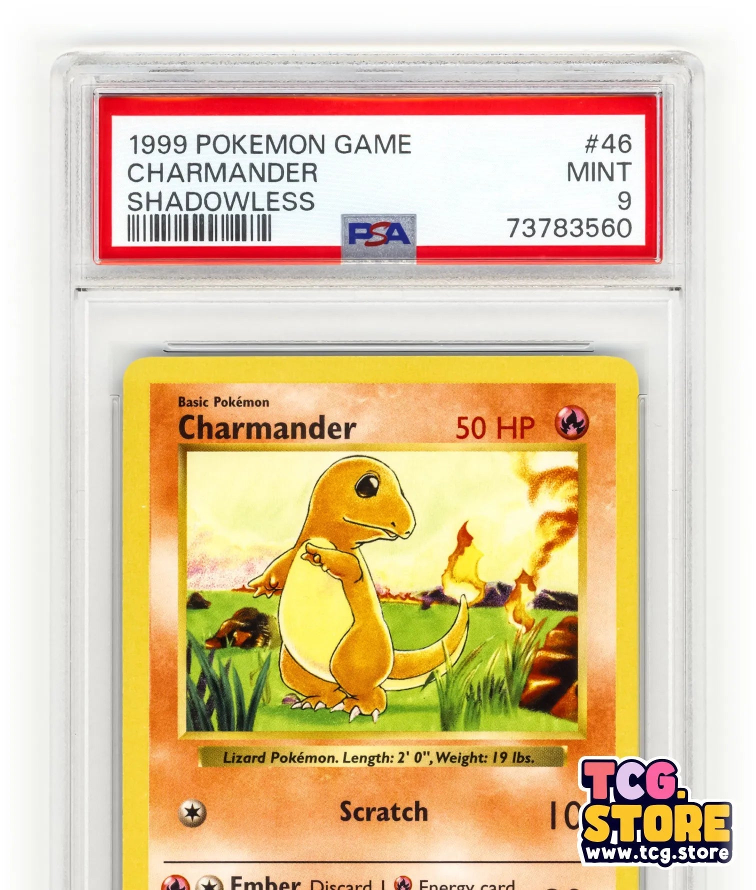 Pokémon Game 1999 Charmander - Shadowless - Base Set - PSA 9 MINT - TCG.Store