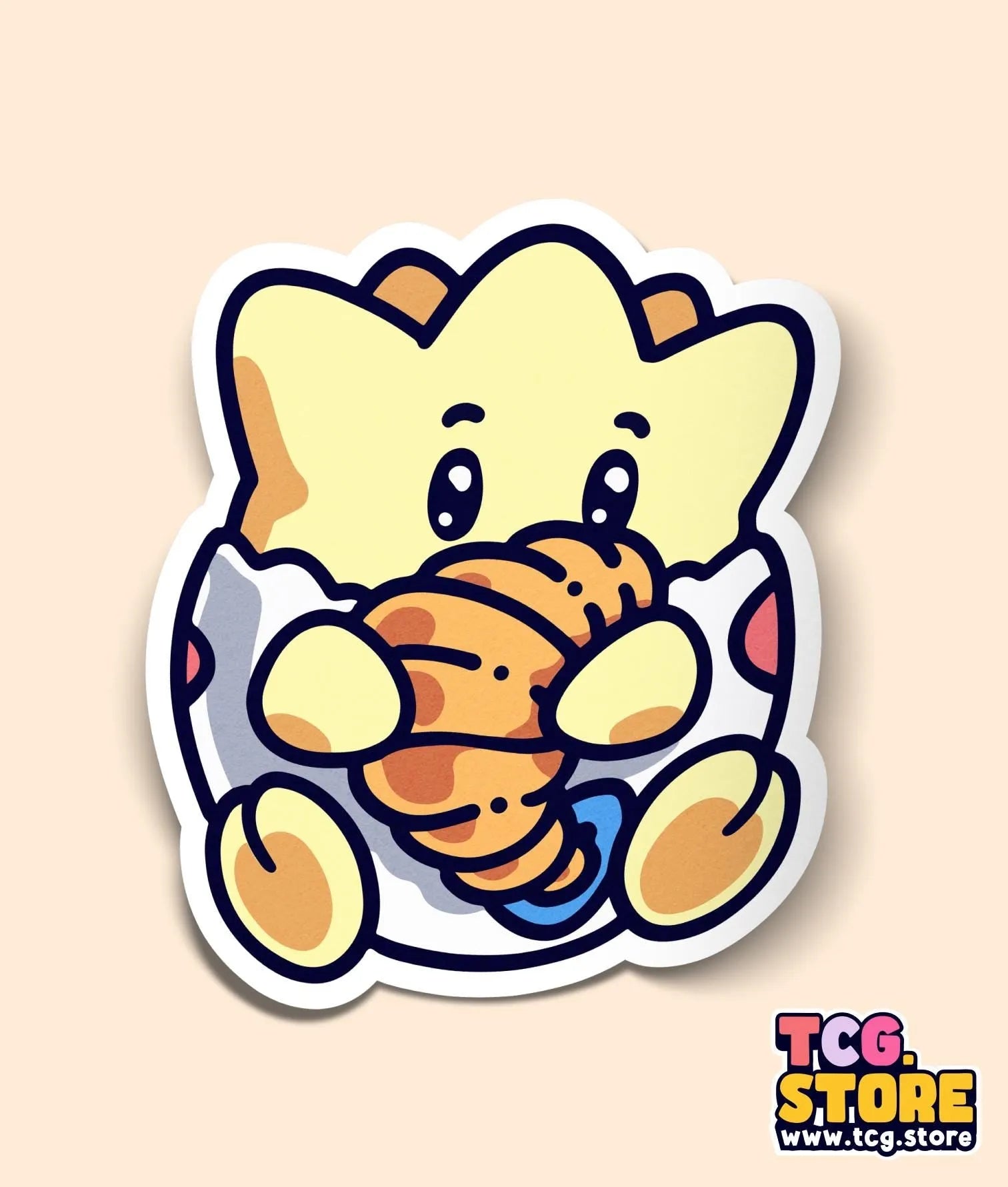a sticker of an elephant holding a piece of bread