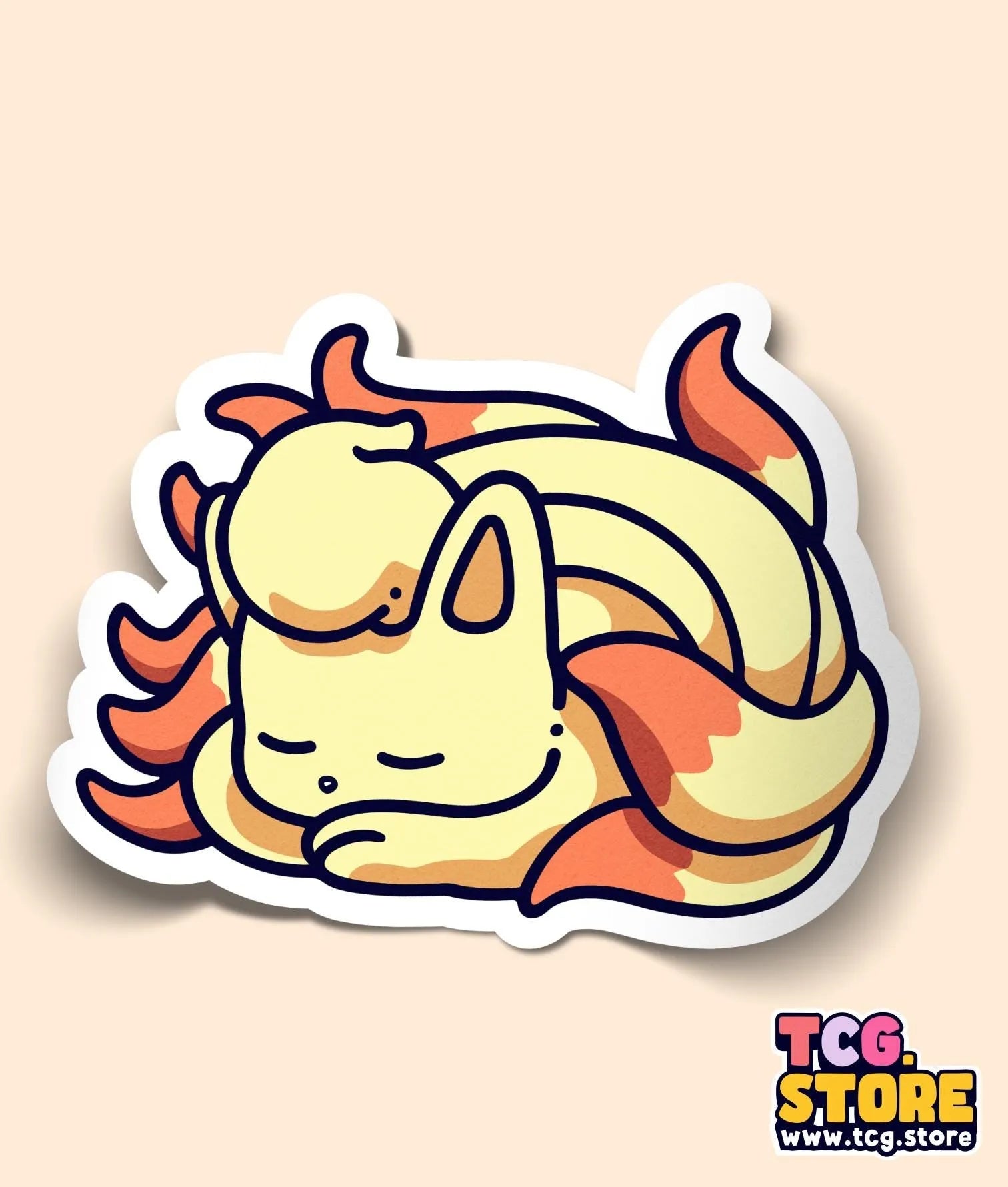 a sticker of a cat sleeping on its back
