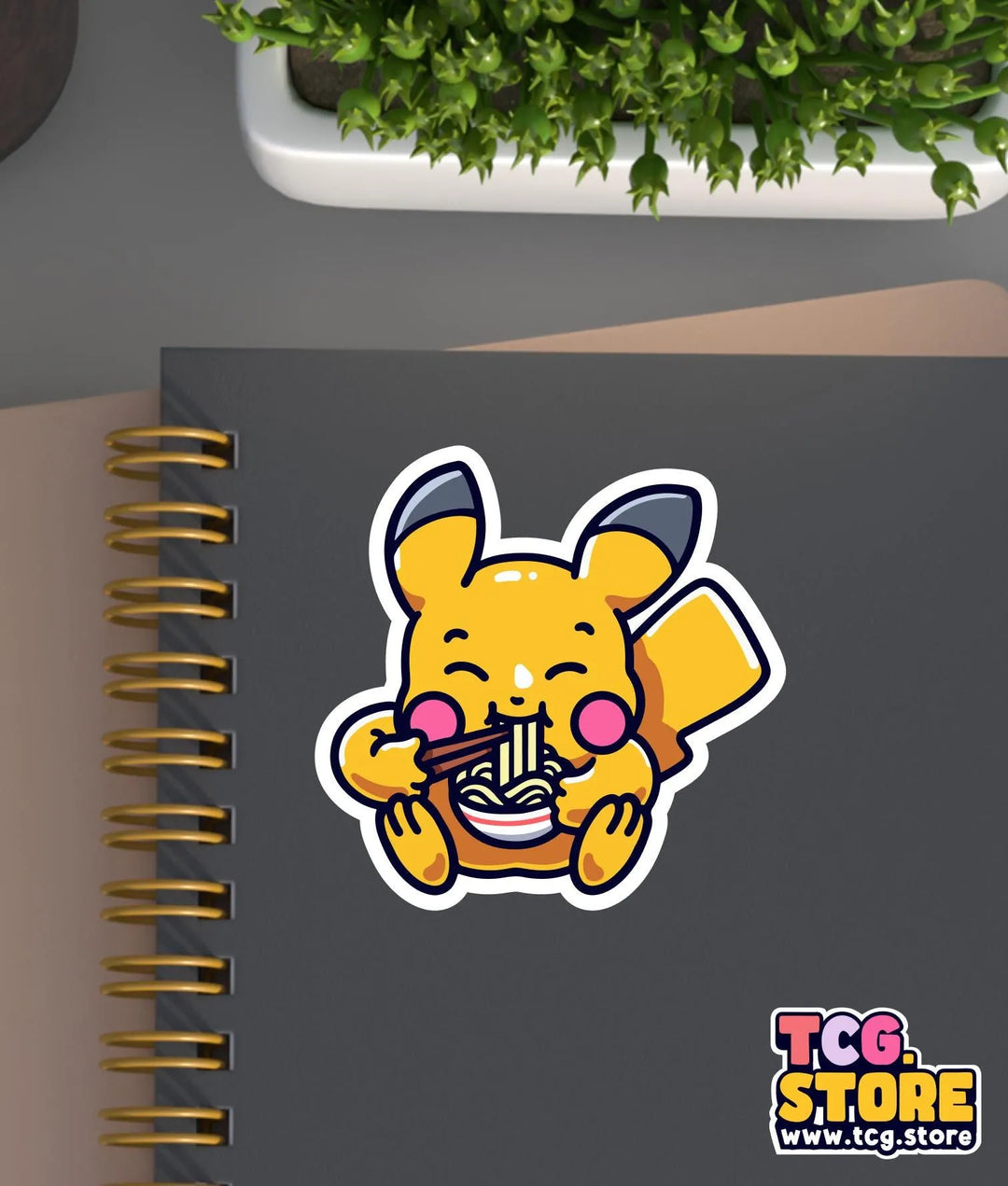 a notebook with a sticker of a cartoon character