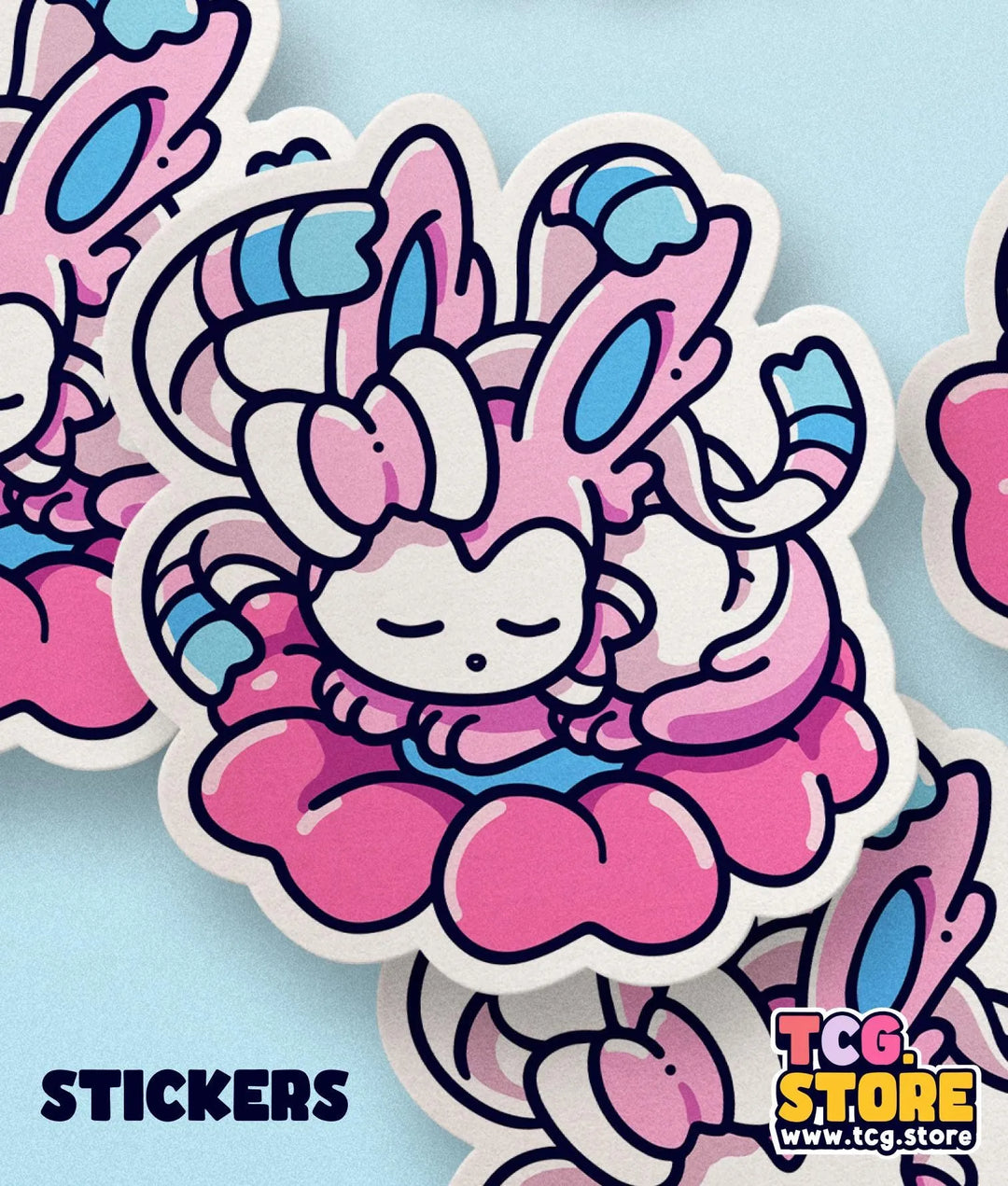 a sticker of a cartoon character holding a flower