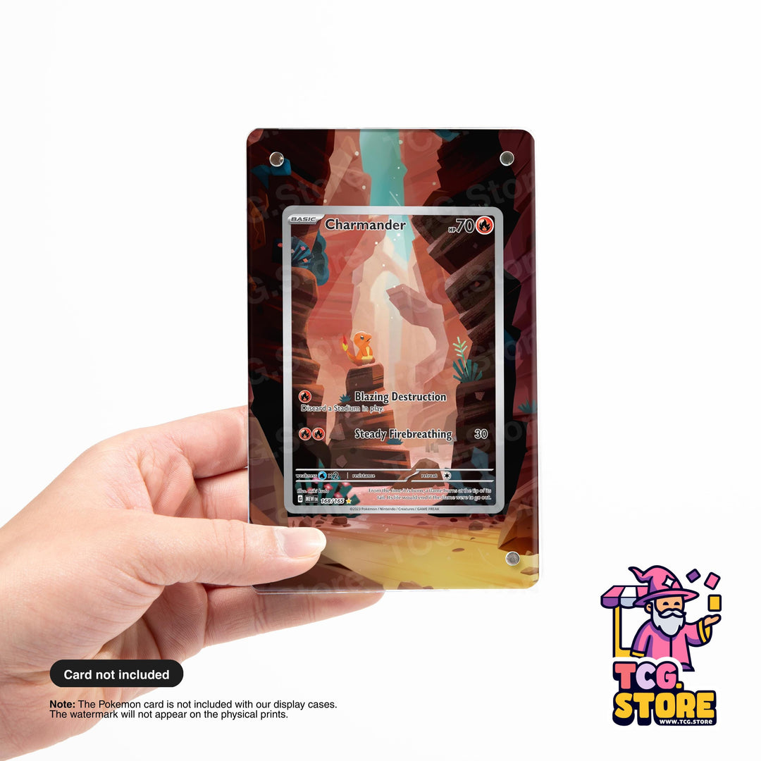 A hand holding a Pokémon trading card with a colorful, abstract design.