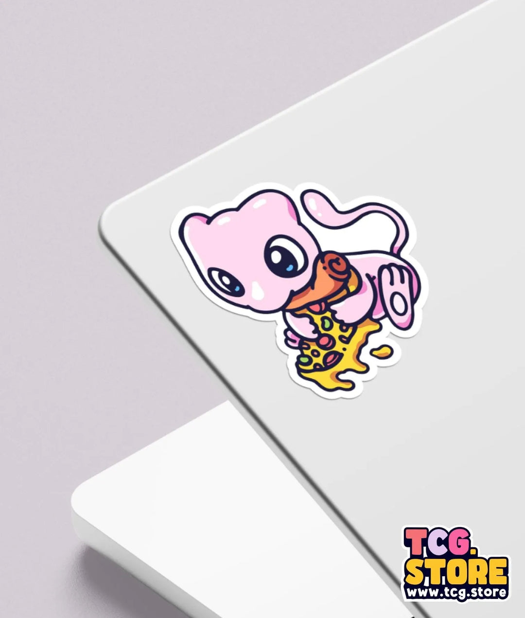 a sticker of an animal eating a piece of food