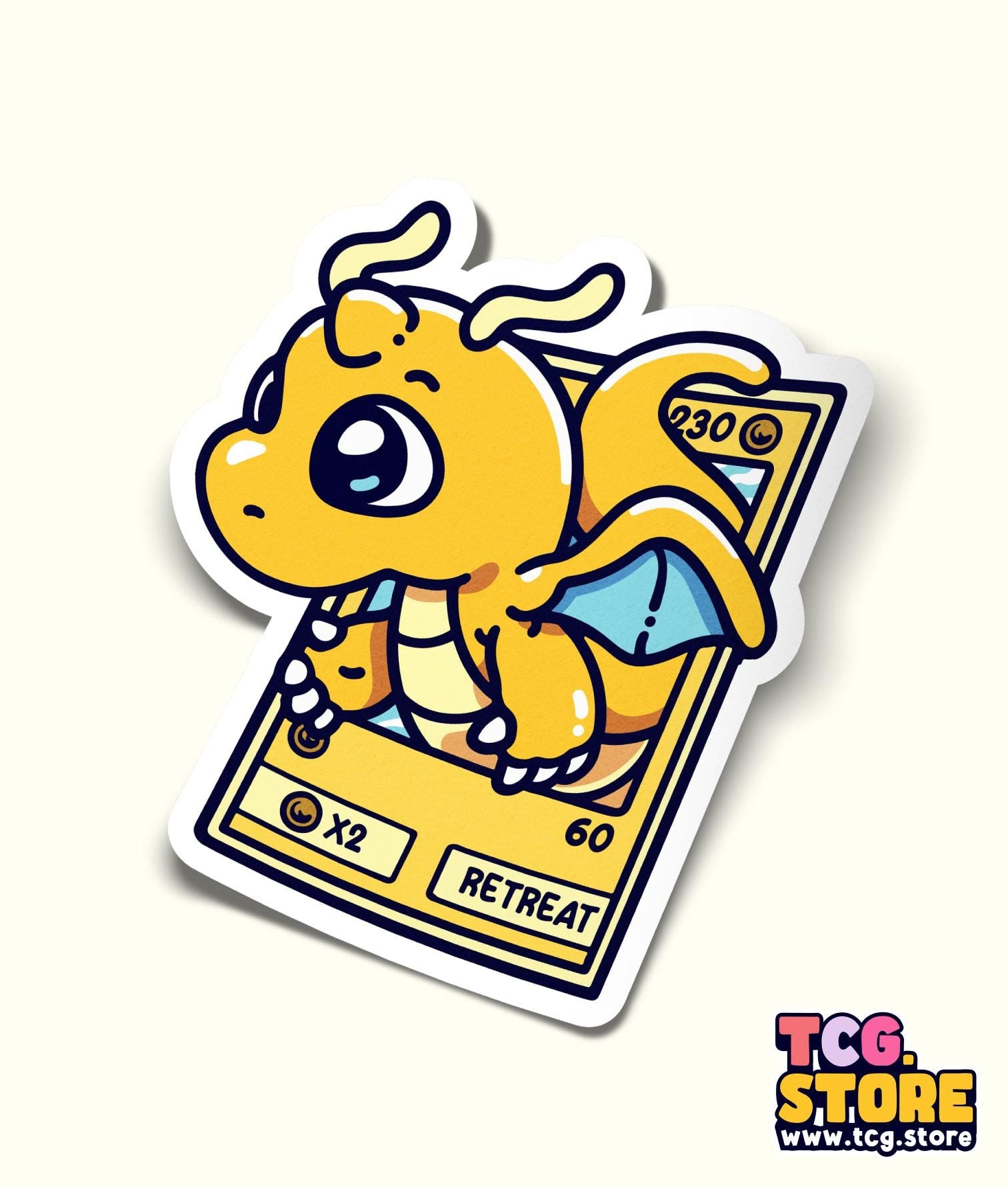 a sticker of a yellow dog on a white background