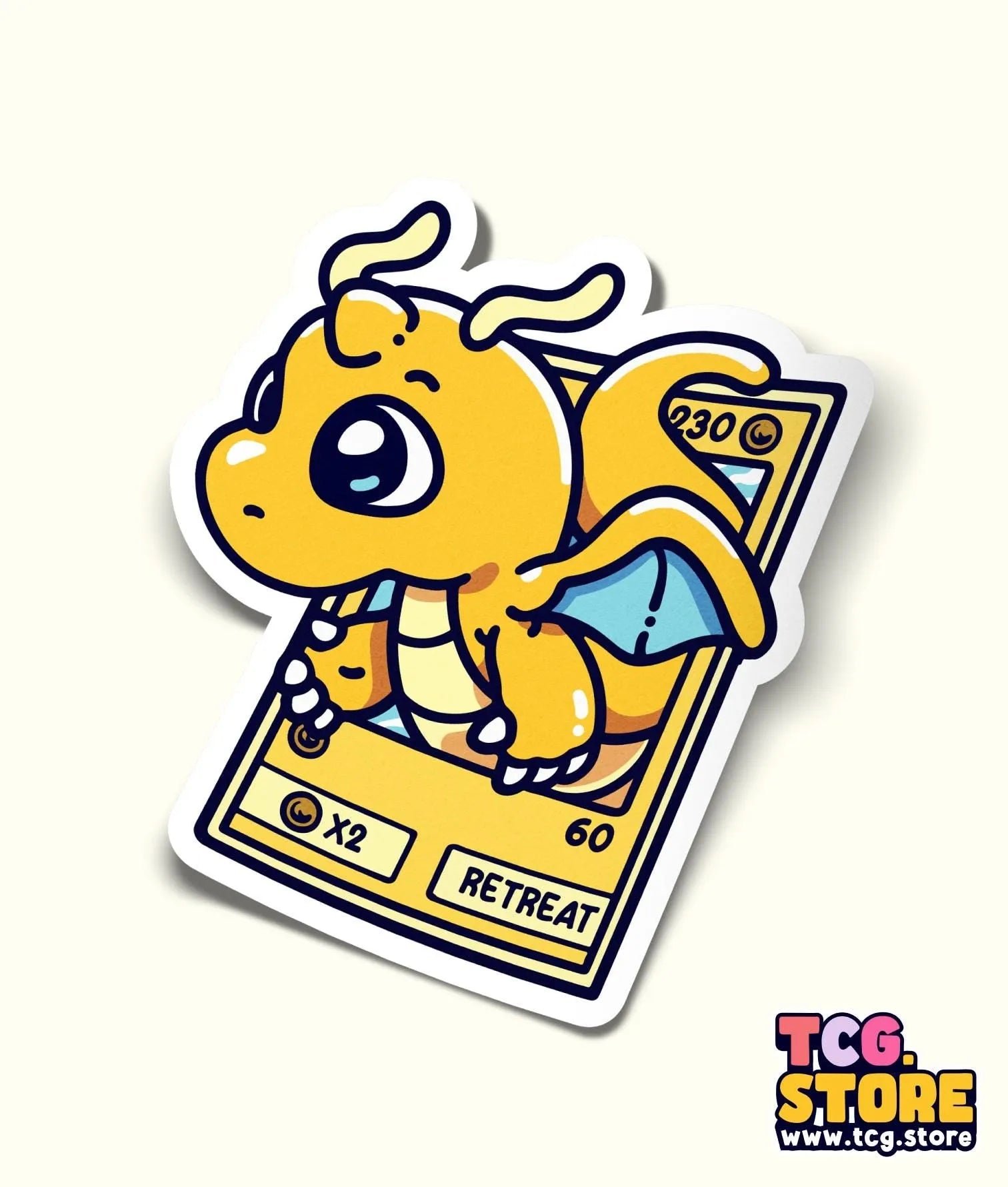 a sticker of a yellow dog on a white background