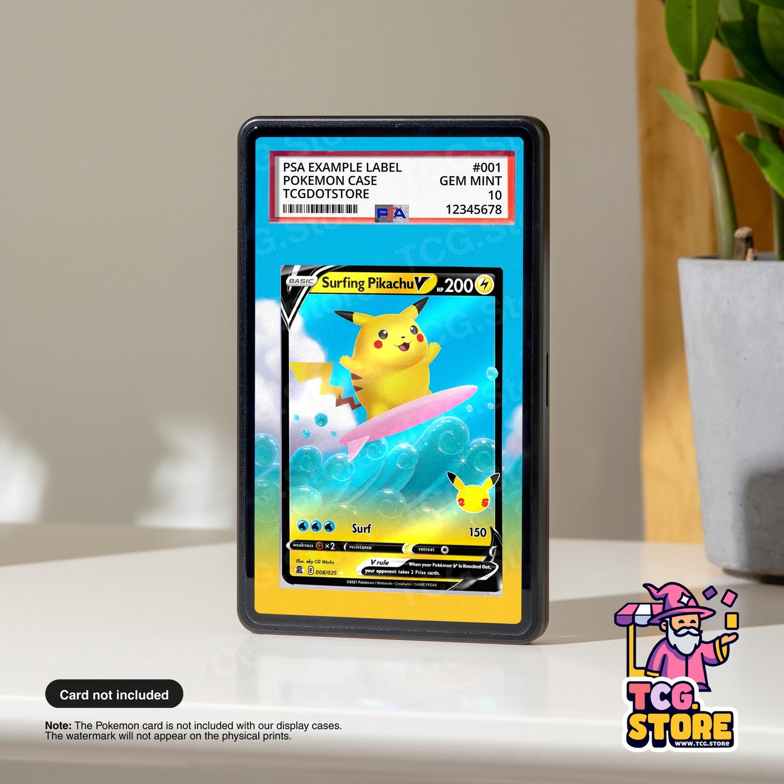 Surfing Pikachu V 8/25 - Celebrations | Pokémon Graded Case Extended Art Display