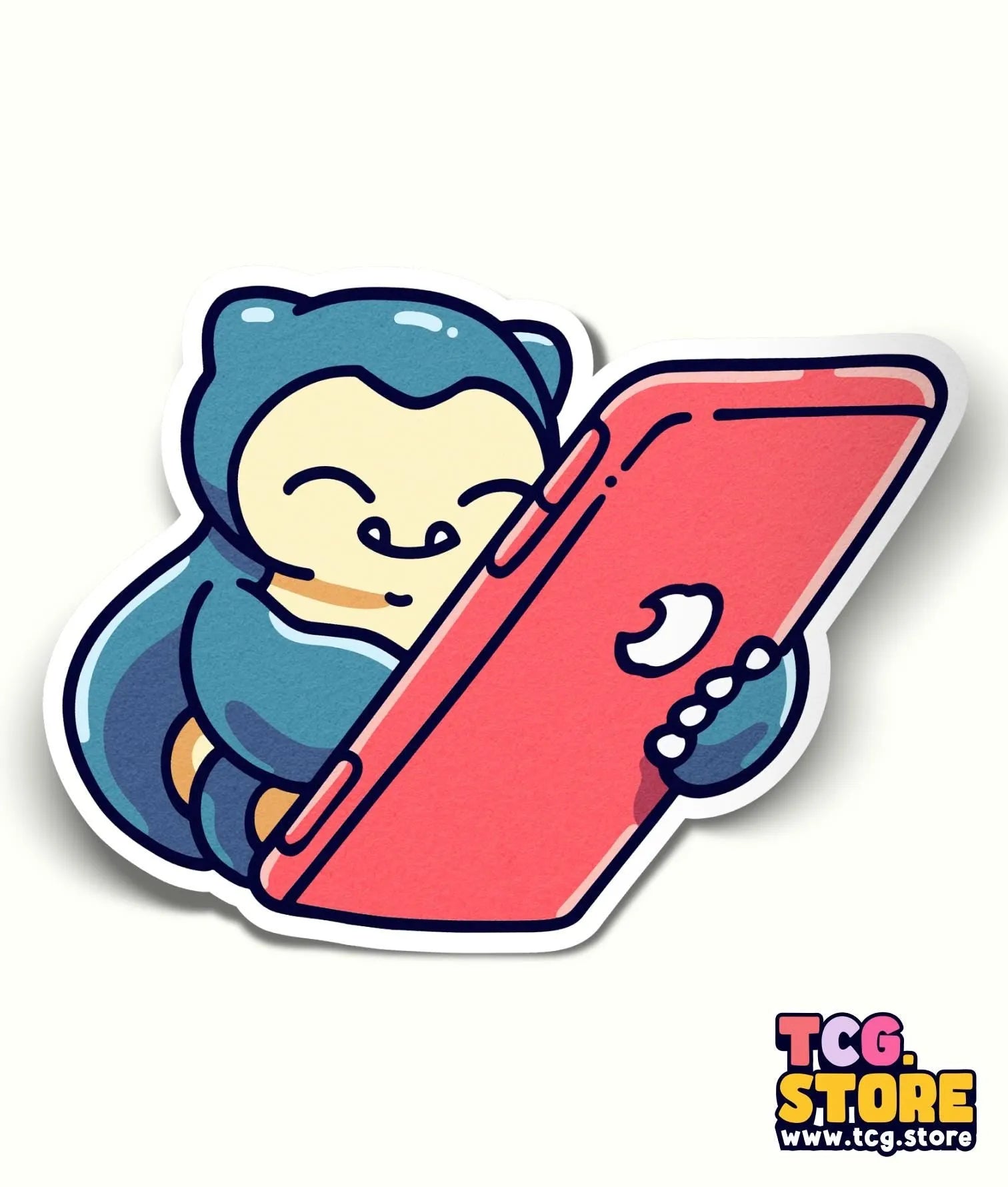 a sticker of a cat holding a red object