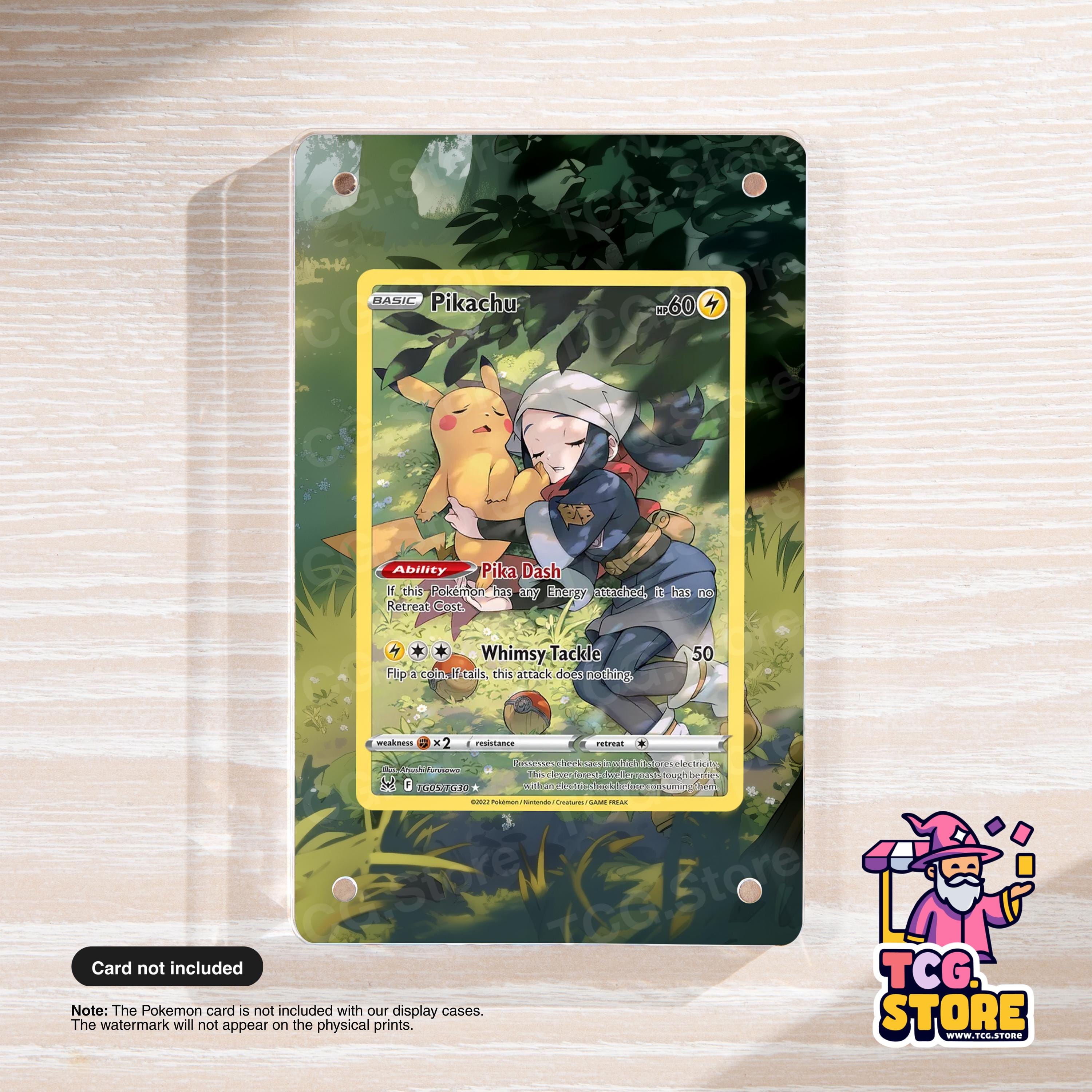 The image is a Pokémon trading card featuring Pikachu and a character named Whimsy.