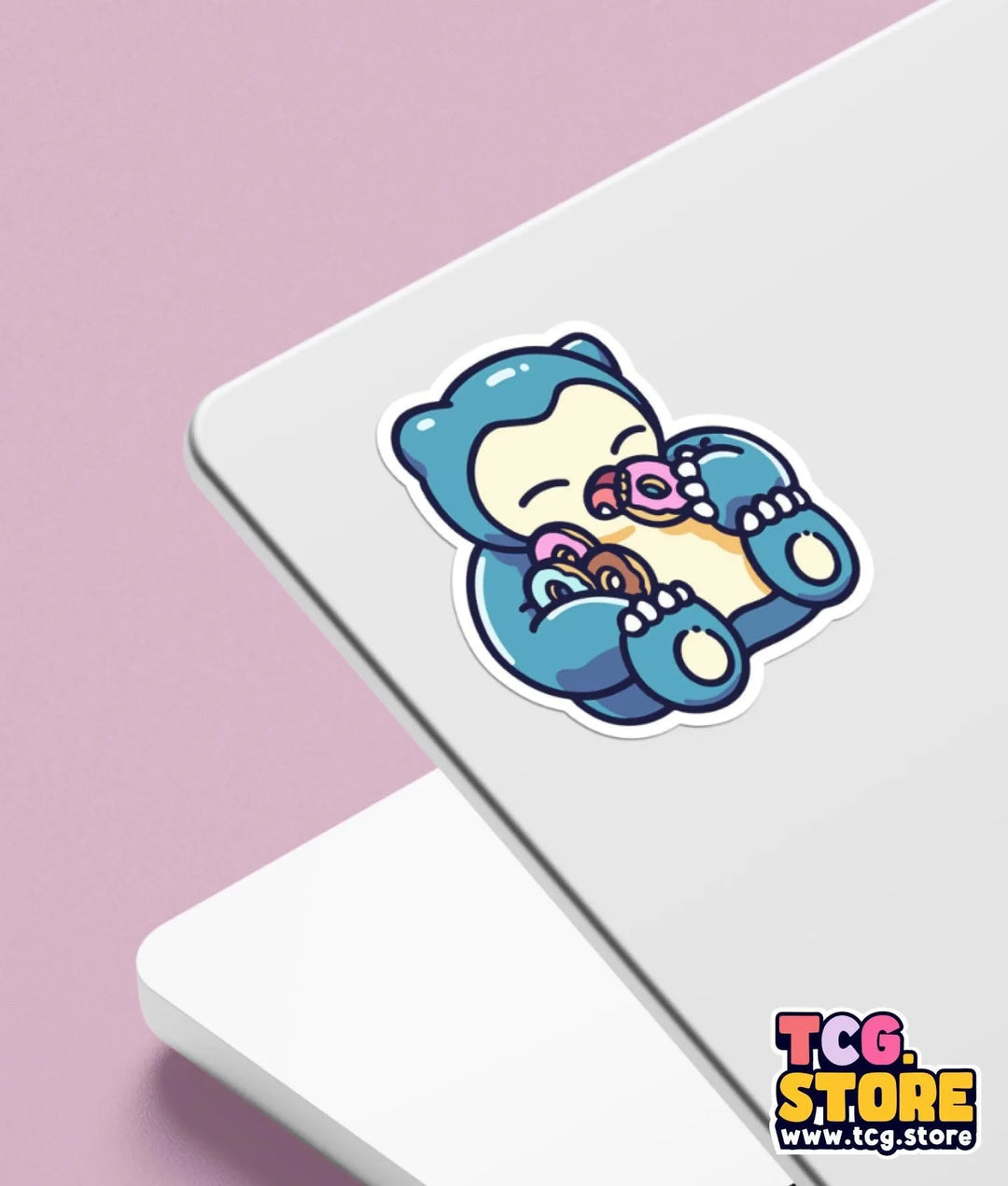 a sticker of a blue bear holding a teddy bear