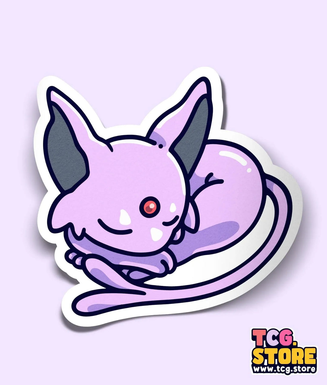 a sticker of a cat sleeping on a plate