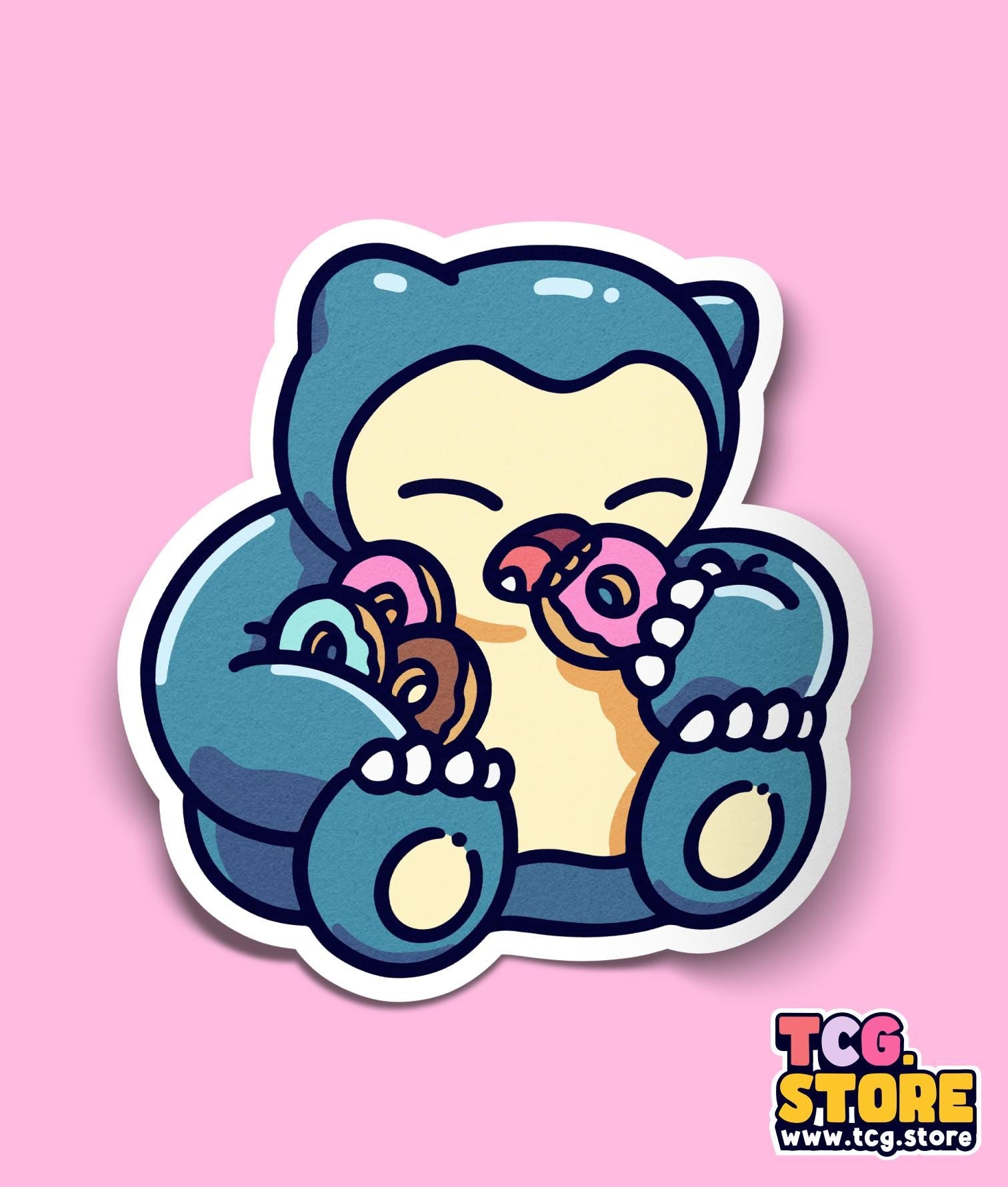 a sticker of a cat eating a donut