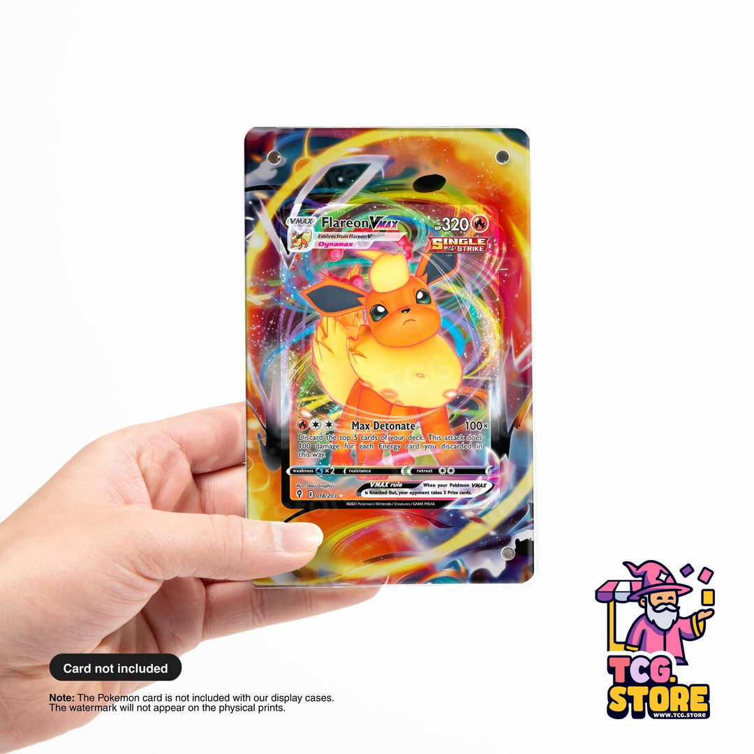 A hand holding a Pokémon trading card featuring a colorful, abstract design with a Pokémon character.