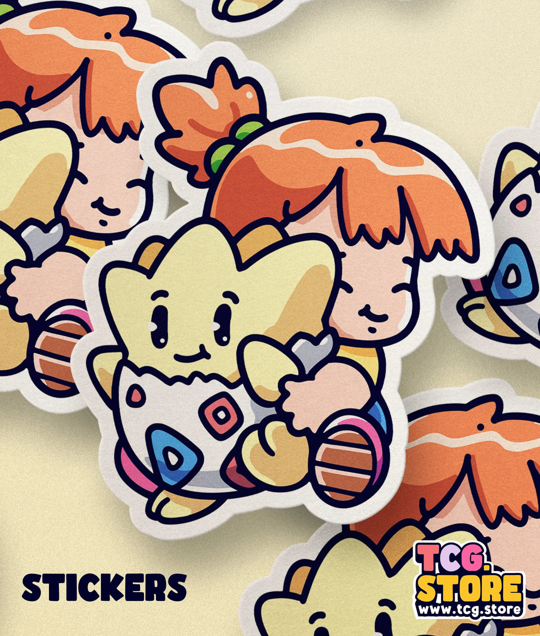 Misty Hugging Togepi Pokemon Sticker