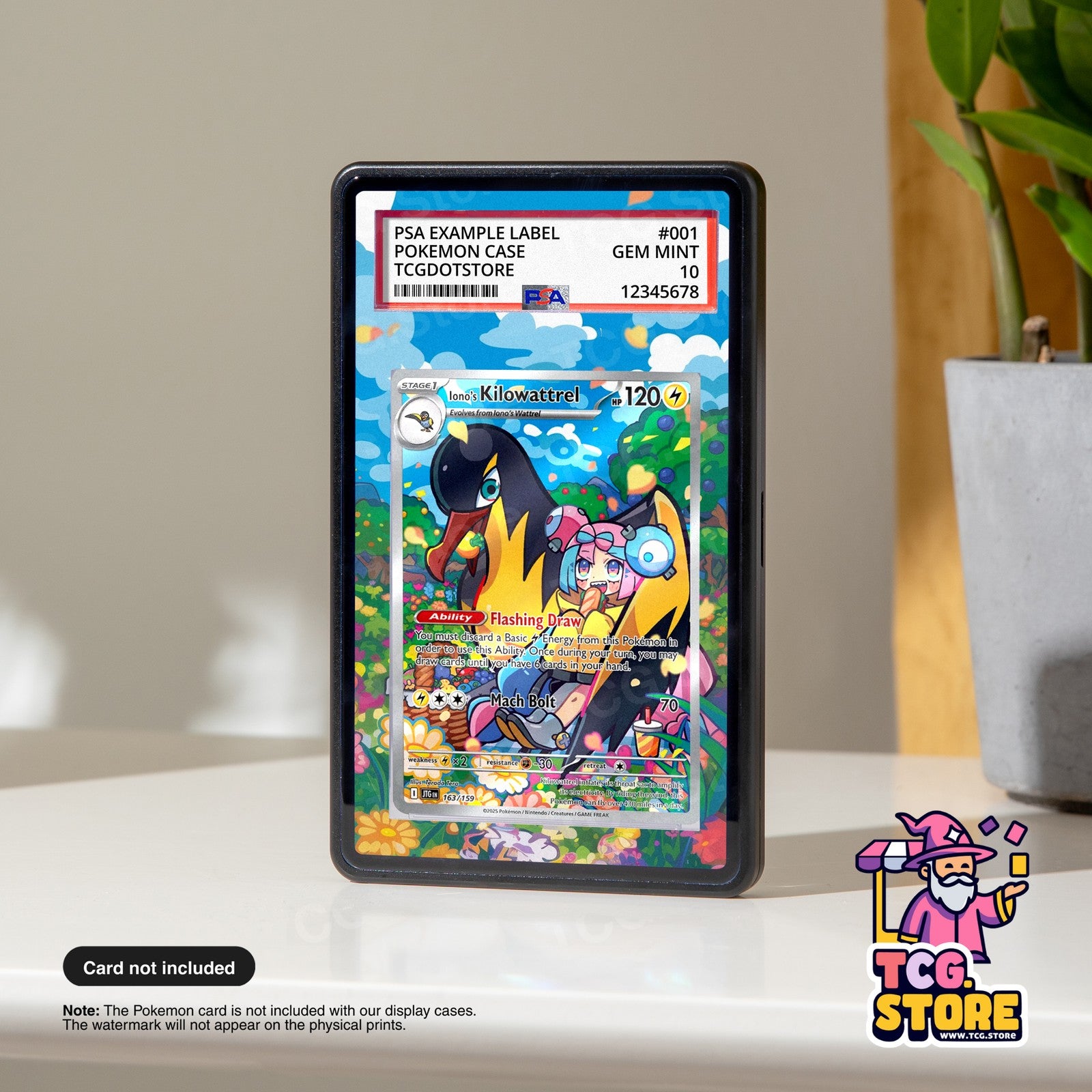 Iono's Kilowattrel 163/159 - Pokémon Graded Case Extended Art Display